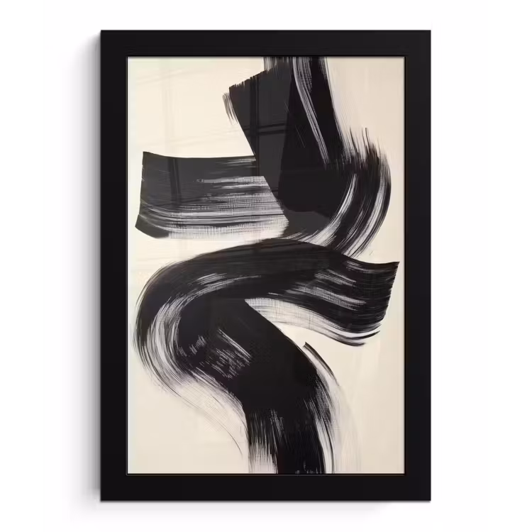 Strepen - Zwart - Abstract fotolijst zwart zonder passe partout klein -3d