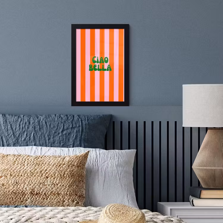 Strepen - Oranje - Verticaal - Ciao bella fotolijst zwart zonder passe partout klein -sfeer3