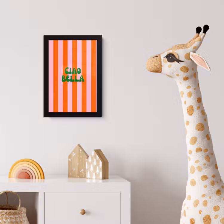 Strepen - Oranje - Verticaal - Ciao bella fotolijst zwart zonder passe partout klein -usfeer4_kinderkamer