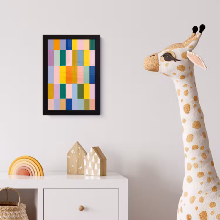 Stroken - Blauw - Patroon - Abstract fotolijst zwart zonder passe partout klein -usfeer4_kinderkamer