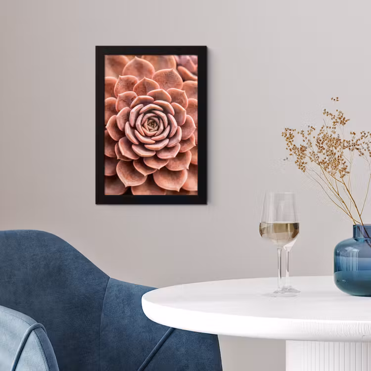Vetplant - Organisch - Roze fotolijst zwart zonder passe partout klein -sfeer4