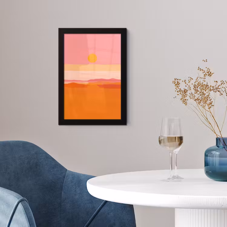 Zon - Abstract - Landschap - Oranje fotolijst zwart zonder passe partout klein -sfeer4