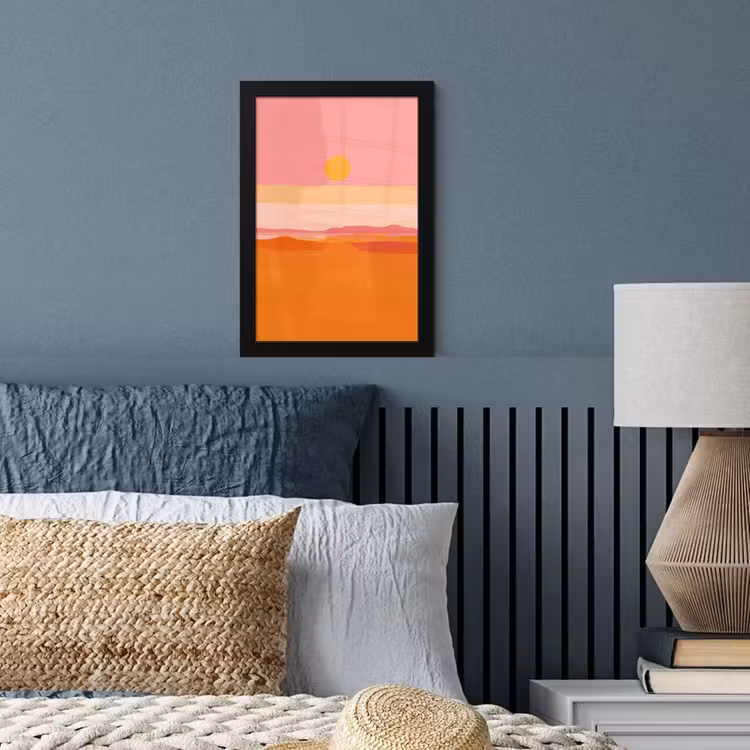 Zon - Abstract - Landschap - Oranje fotolijst zwart zonder passe partout klein -sfeer3