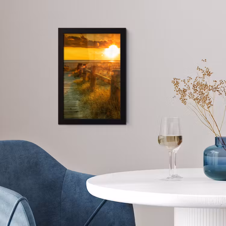 Zon - Strand - Duin - Horizon - Gras - Pad - Oranje fotolijst zwart zonder passe partout klein -sfeer4