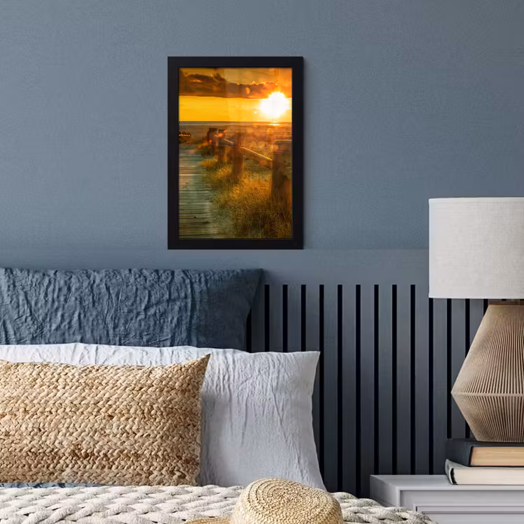 Zon - Strand - Duin - Horizon - Gras - Pad - Oranje fotolijst zwart zonder passe partout klein -sfeer3