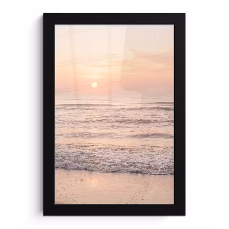 Zon - Strand - Roze fotolijst zwart zonder passe partout klein -3d