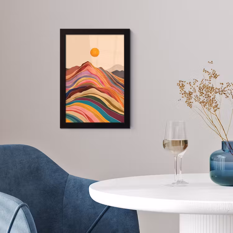 Zon - Kleurrijk landschap - Bergen fotolijst zwart zonder passe partout klein -sfeer4