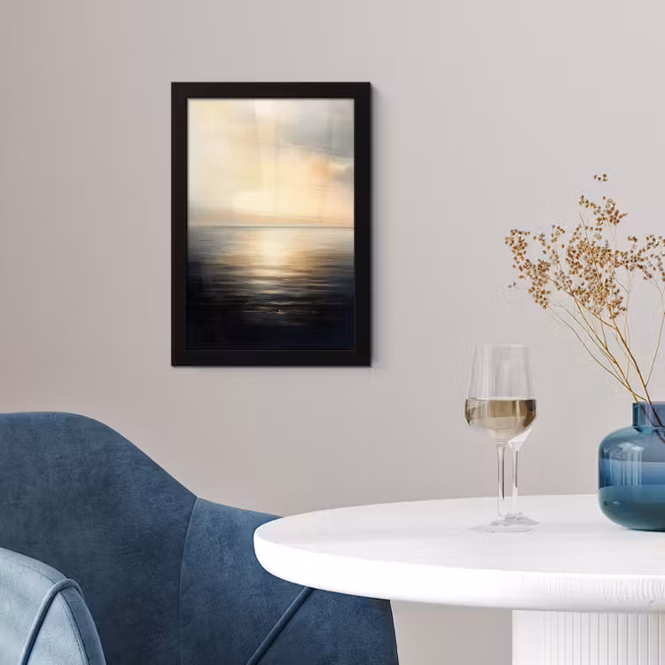 Zon - Horizon - Zee fotolijst zwart zonder passe partout klein -sfeer4