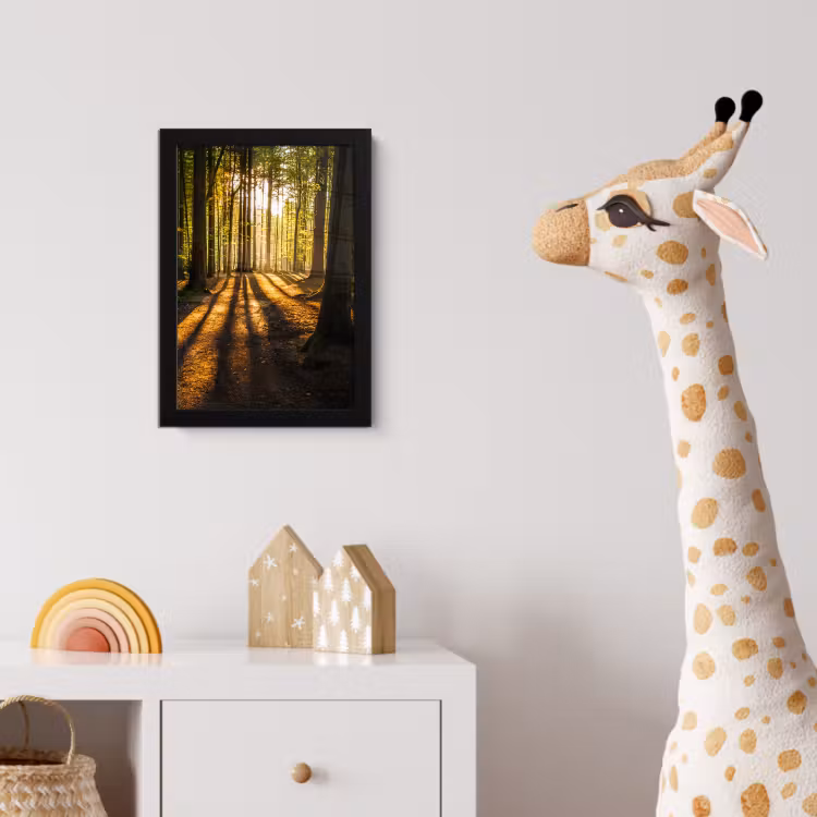 Zon - Bomen - Bos - Landschap - Natuur fotolijst zwart zonder passe partout klein -usfeer4_kinderkamer