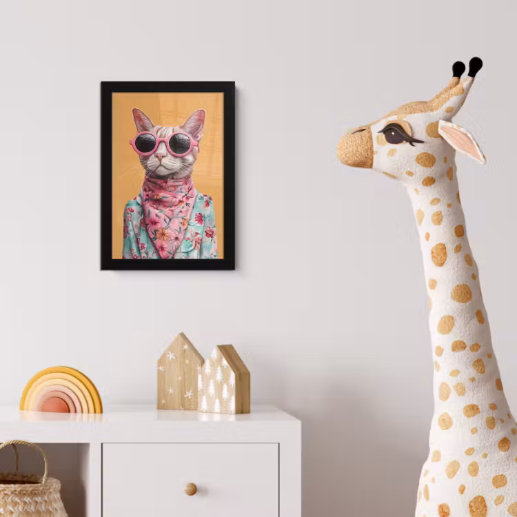 Zonnebril - Kat - Sjaal - Bloemen fotolijst zwart zonder passe partout klein -usfeer4_kinderkamer