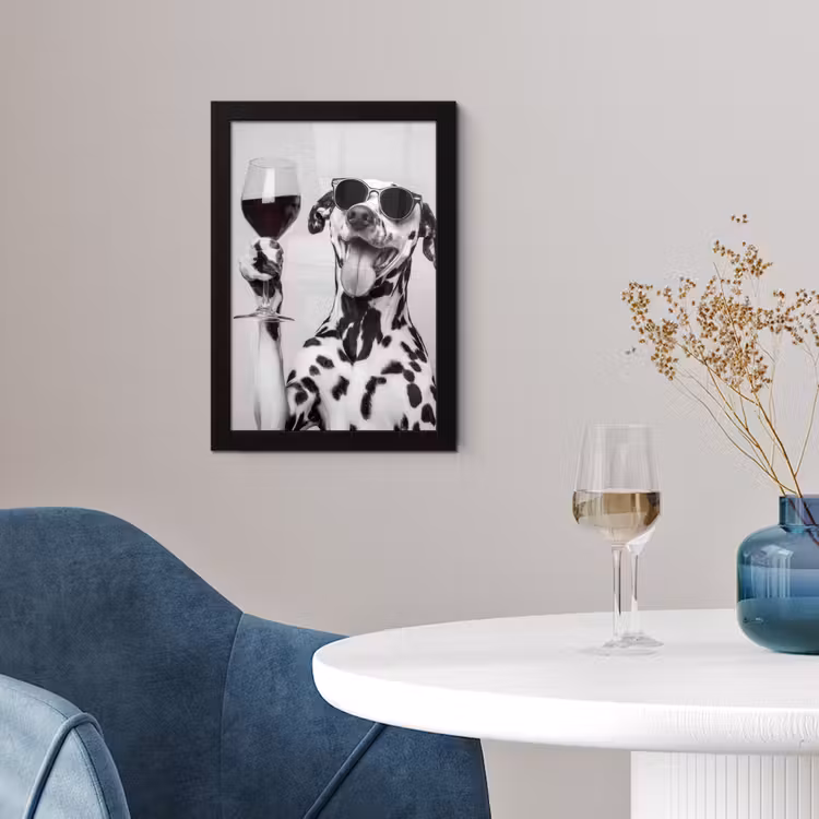 Zonnebril - Dalmatiër - Wijnglas - Tong fotolijst zwart zonder passe partout klein -sfeer4