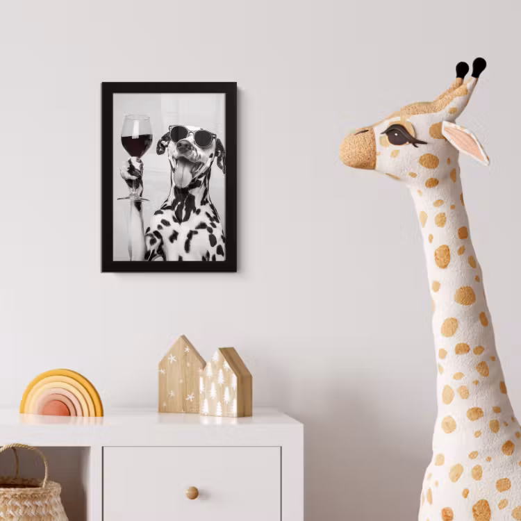 Zonnebril - Dalmatiër - Wijnglas - Tong fotolijst zwart zonder passe partout klein -usfeer4_kinderkamer