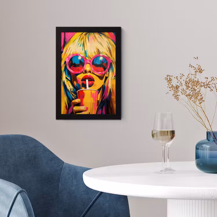 Zonnebril - Roze - Vrouw - Rietje fotolijst zwart zonder passe partout klein -sfeer4