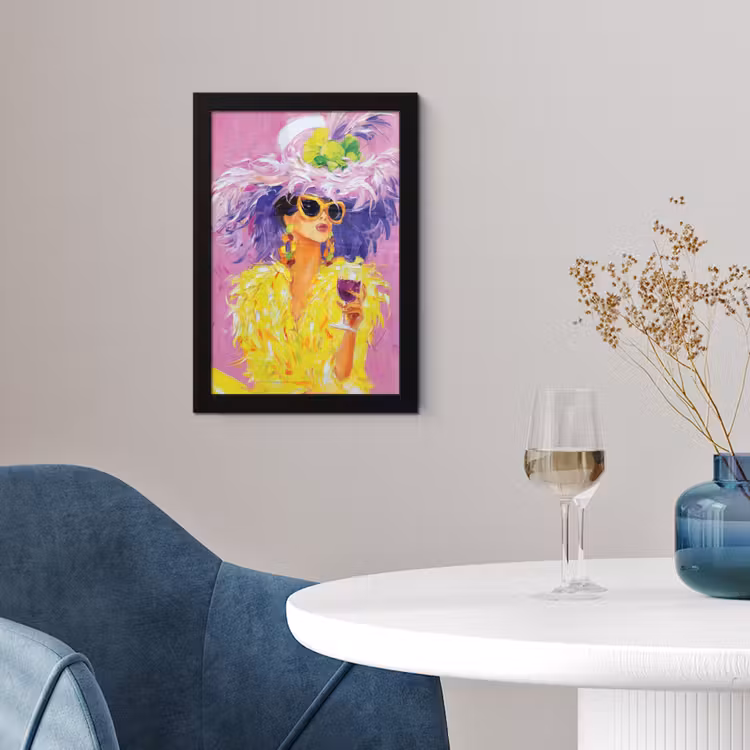 Zonnebril - Vrouw - Jas - Veren fotolijst zwart zonder passe partout klein -sfeer4