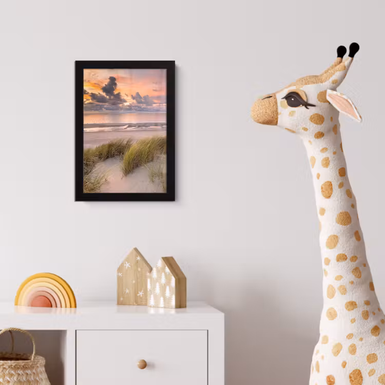 Zonsondergang - Duin - Strand - Planten - Zee fotolijst zwart zonder passe partout klein -usfeer4_kinderkamer