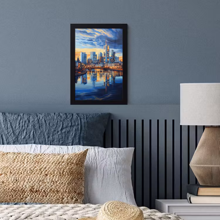 Zonsondergang Frankfurt - Stad - Skyline - Water fotolijst zwart zonder passe partout klein -sfeer3