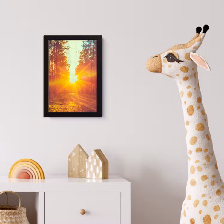 Zonsondergang - Bomen - Bos - Natuur fotolijst zwart zonder passe partout klein -usfeer4_kinderkamer
