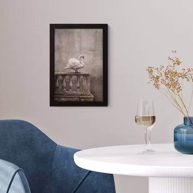 Zwaan - Elegant - Dieren - Wit fotolijst zwart zonder passe partout klein -sfeer4