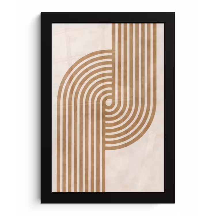 Symmetrische bocht - Koperkleurig fotolijst zwart zonder passe partout klein -3d