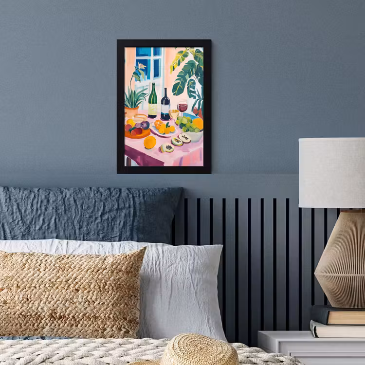 Tafel - Wijn - Fruit fotolijst zwart zonder passe partout klein -sfeer3