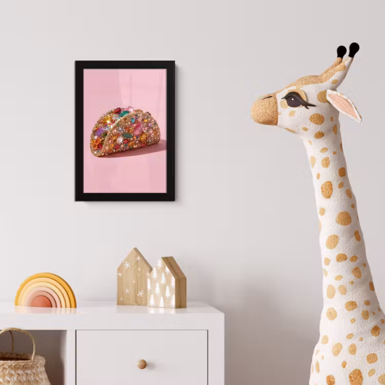 Taco - Kleurrijk - Edelstenen - Goud fotolijst zwart zonder passe partout klein -usfeer4_kinderkamer