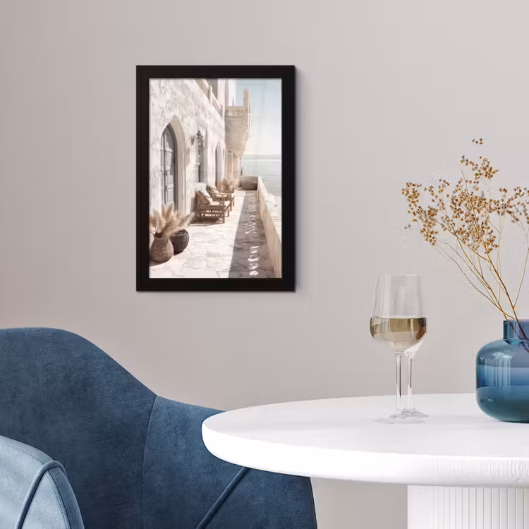Terras - Stoelen - Strand - Beige fotolijst zwart zonder passe partout klein -sfeer4