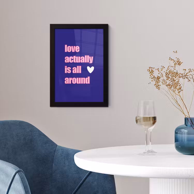 Tekst - Valentijn - Love - Blauw fotolijst zwart zonder passe partout klein -sfeer4