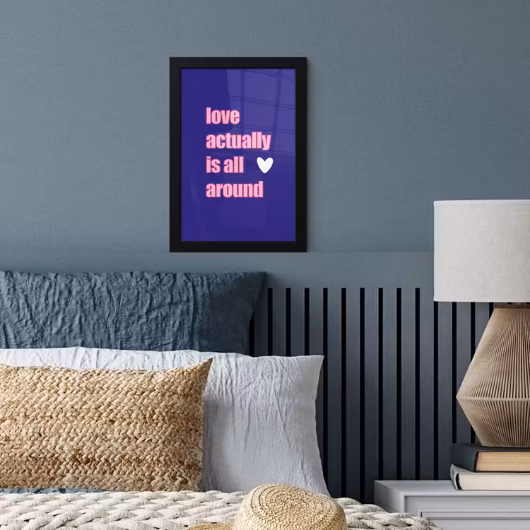 Tekst - Valentijn - Love - Blauw fotolijst zwart zonder passe partout klein -sfeer3