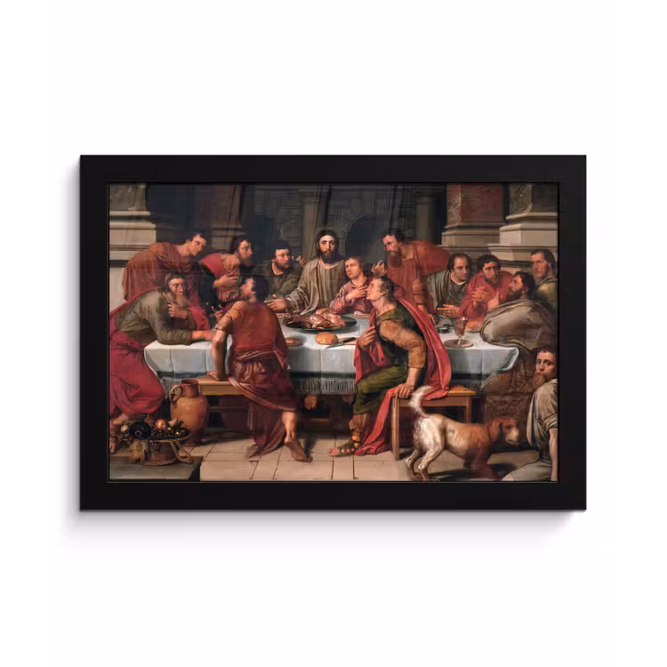 Het laatste avondmaal - Schilderij van Willem Key fotolijst zwart zonder passe partout klein -3d