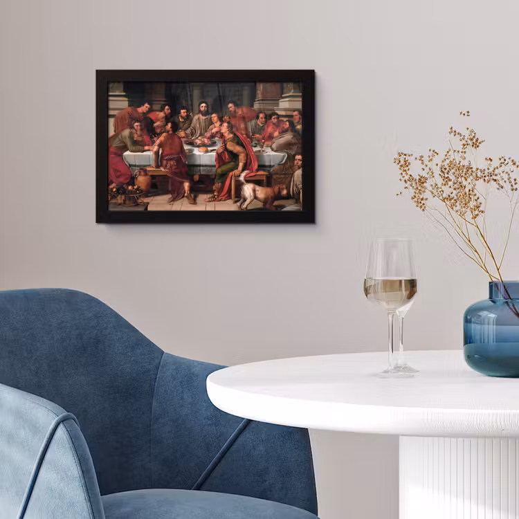 Het laatste avondmaal - Schilderij van Willem Key fotolijst zwart zonder passe partout klein -sfeer4
