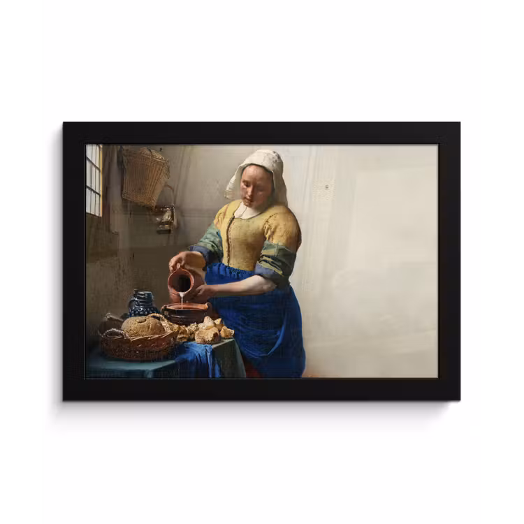 Het melkmeisje - Kunst - Oude meesters - Vermeer fotolijst zwart zonder passe partout klein -3d