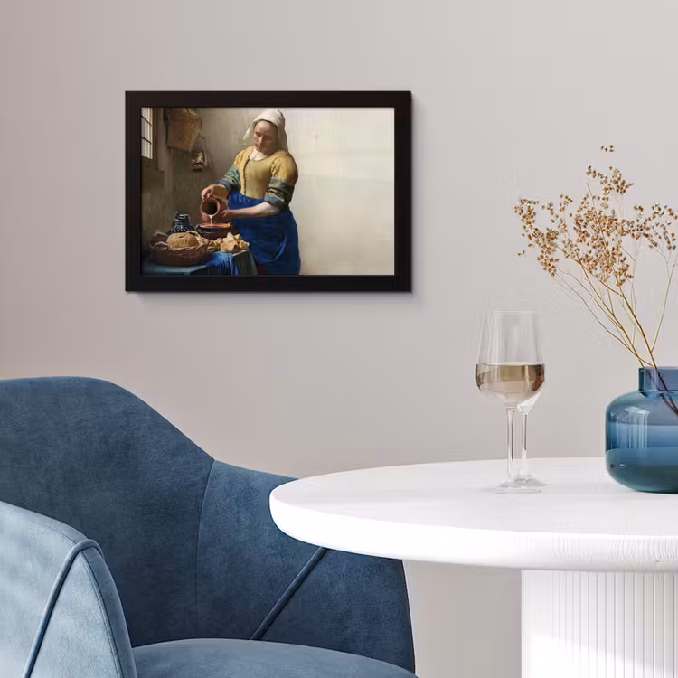 Het melkmeisje - Kunst - Oude meesters - Vermeer fotolijst zwart zonder passe partout klein -sfeer4