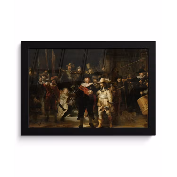 De Nachtwacht - Kunst - Oude meesters - Rembrandt fotolijst zwart zonder passe partout klein -3d