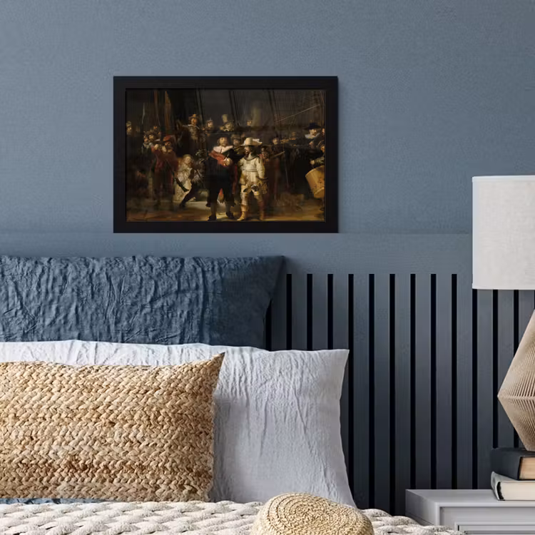De Nachtwacht - Kunst - Oude meesters - Rembrandt fotolijst zwart zonder passe partout klein -sfeer3