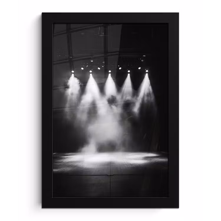 Theatersaal - Nebel - Scheinwerfer - Schwarz fotolijst zwart zonder passe partout klein -3d