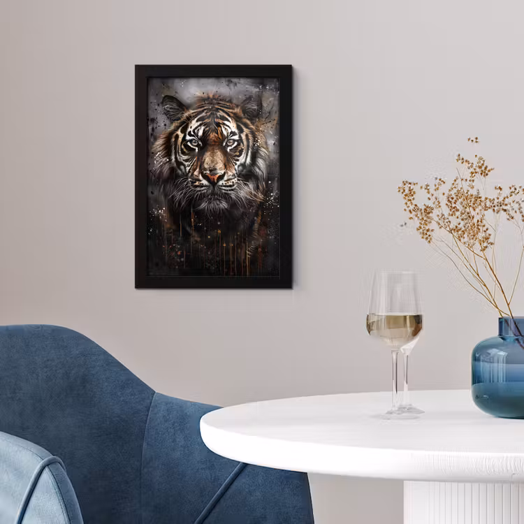 Tijger - Dieren - Portret - Luxe - Zwart fotolijst zwart zonder passe partout klein -sfeer4