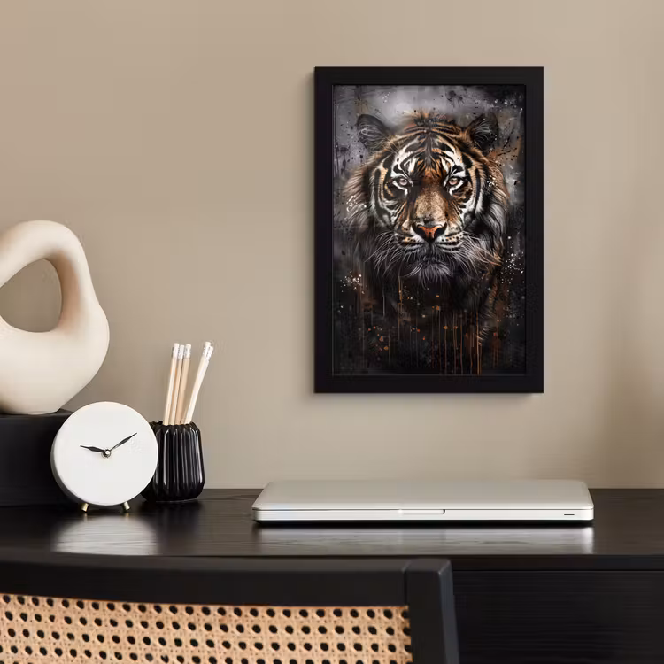 Tijger - Dieren - Portret - Luxe - Zwart fotolijst zwart zonder passe partout klein -sfeer1