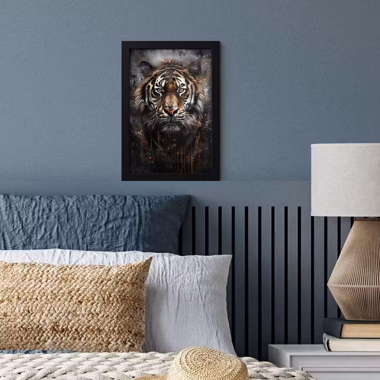 Tijger - Dieren - Portret - Luxe - Zwart fotolijst zwart zonder passe partout klein -sfeer3