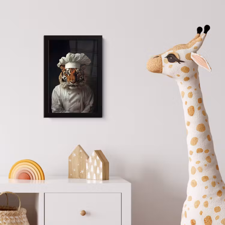 Tijger - Kokskleding - Bruin fotolijst zwart zonder passe partout klein -usfeer4_kinderkamer