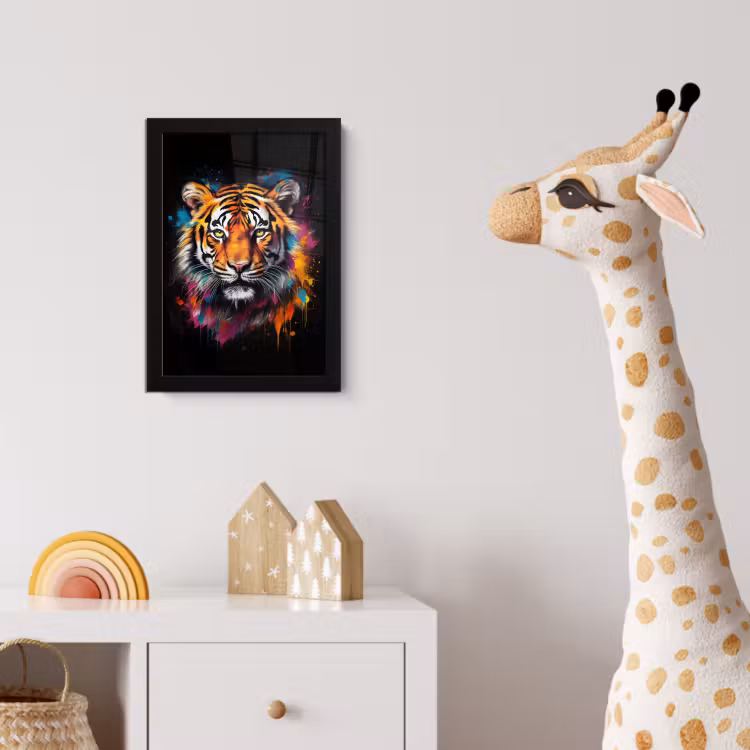 Tijger - Graffiti - Dieren - Zwart fotolijst zwart zonder passe partout klein -usfeer4_kinderkamer