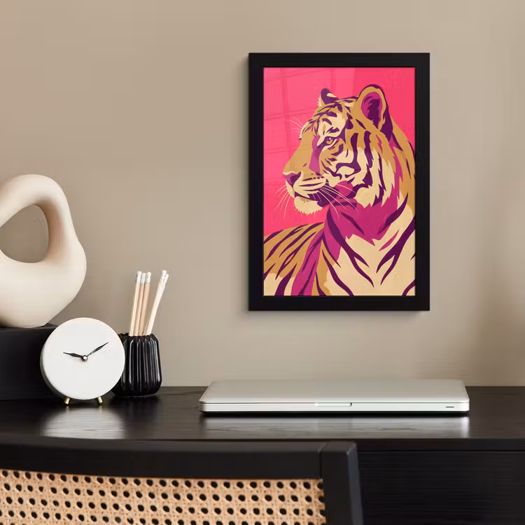 Tijger - Modern - Neon fotolijst zwart zonder passe partout klein -sfeer1
