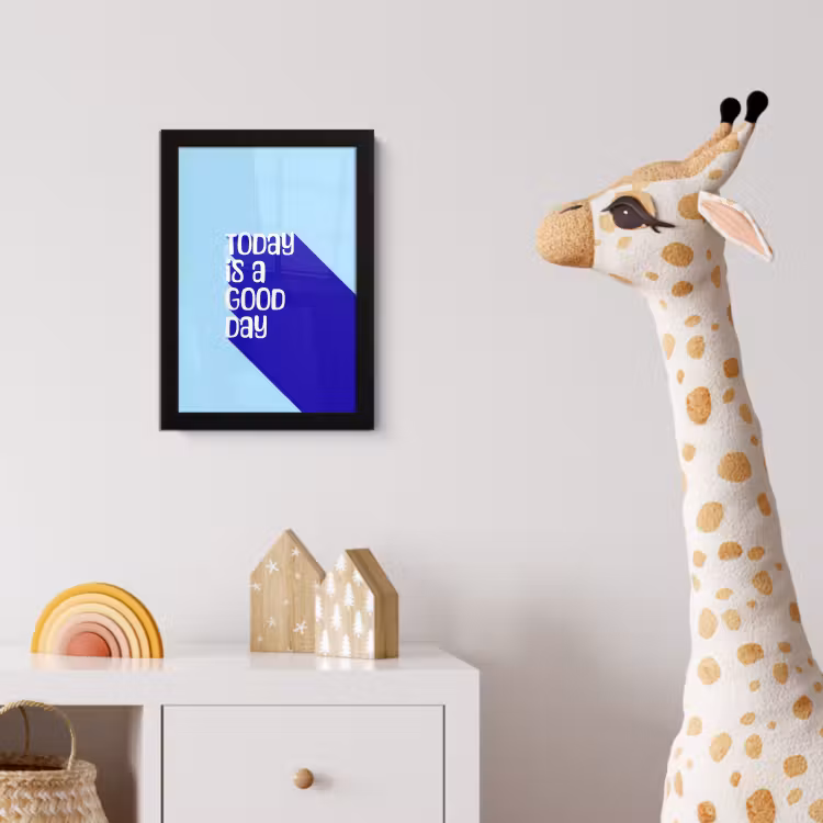 Today is a good day - Blauw - Schaduw fotolijst zwart zonder passe partout klein -usfeer4_kinderkamer