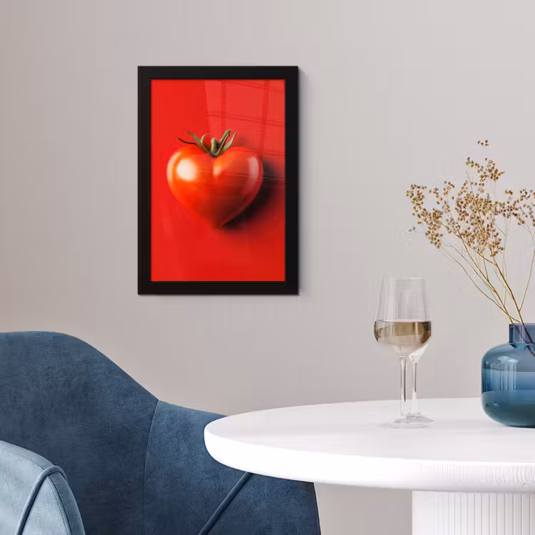 Tomaat - Rood - Hart fotolijst zwart zonder passe partout klein -sfeer4