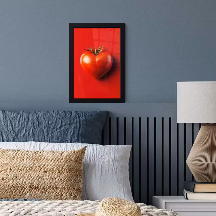 Tomaat - Rood - Hart fotolijst zwart zonder passe partout klein -sfeer3