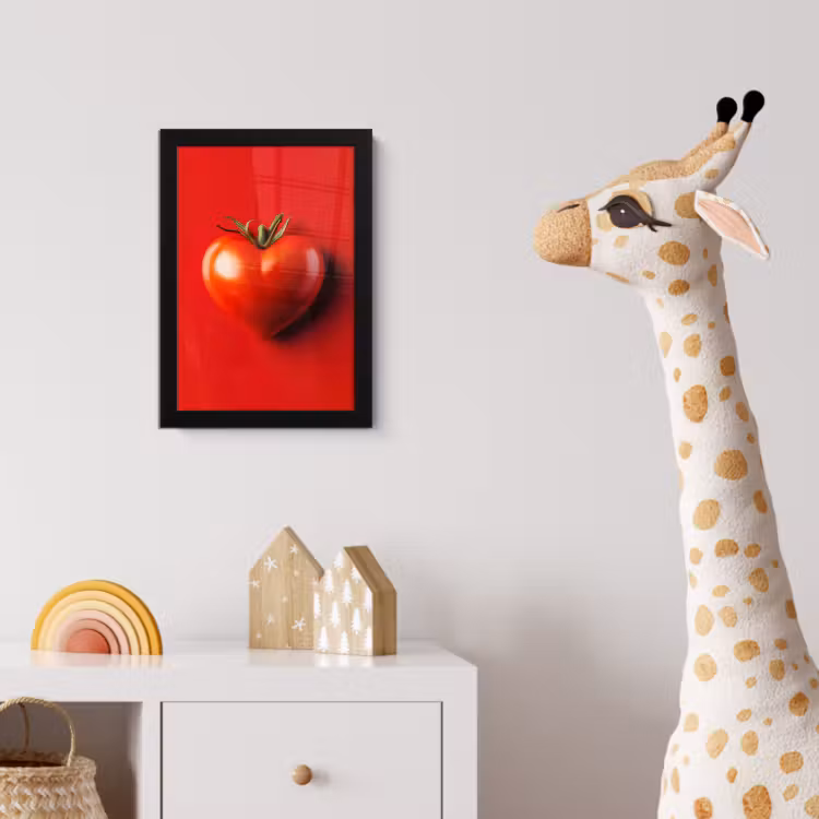 Tomaat - Rood - Hart fotolijst zwart zonder passe partout klein -usfeer4_kinderkamer