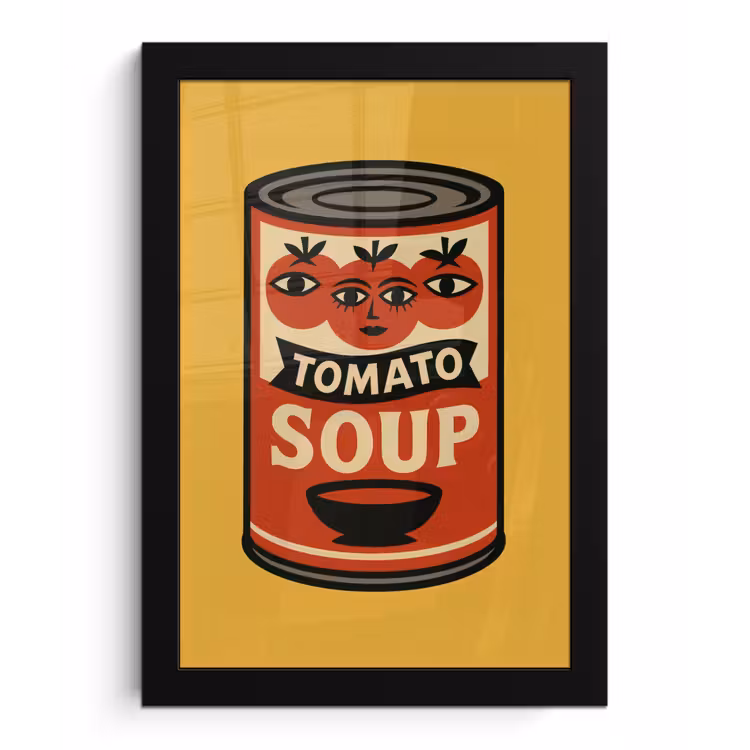 Tomatensoep - Gezichtje - Illustratie - Rood fotolijst zwart zonder passe partout klein -3d