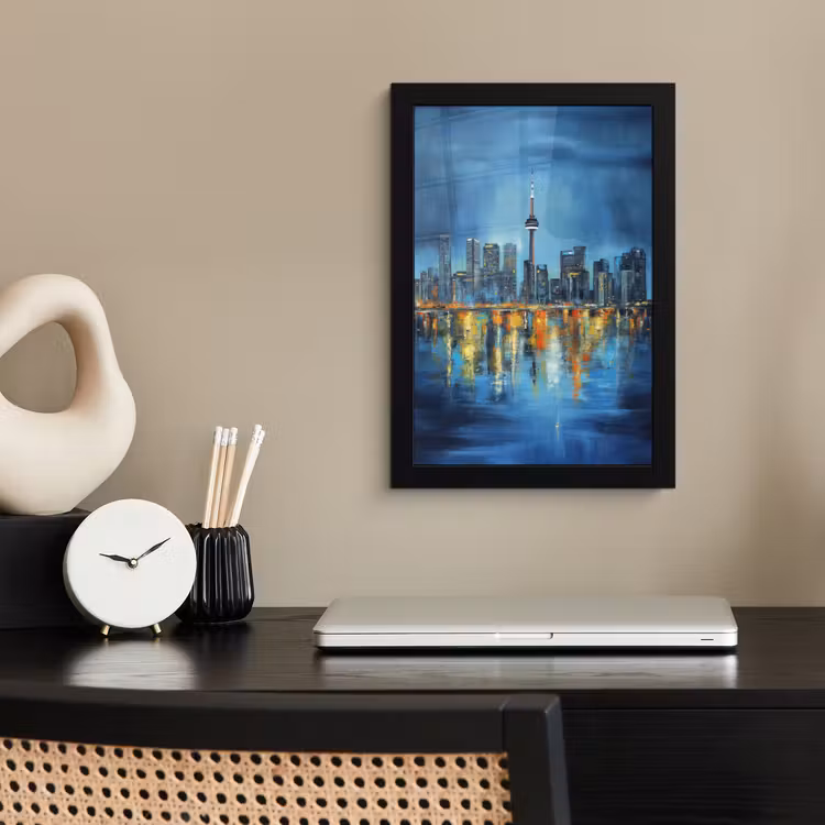 Skyline Toronto - Water - Stadslichten - Toren fotolijst zwart zonder passe partout klein -sfeer1