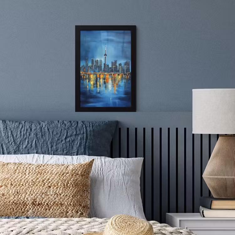 Skyline Toronto - Water - Stadslichten - Toren fotolijst zwart zonder passe partout klein -sfeer3