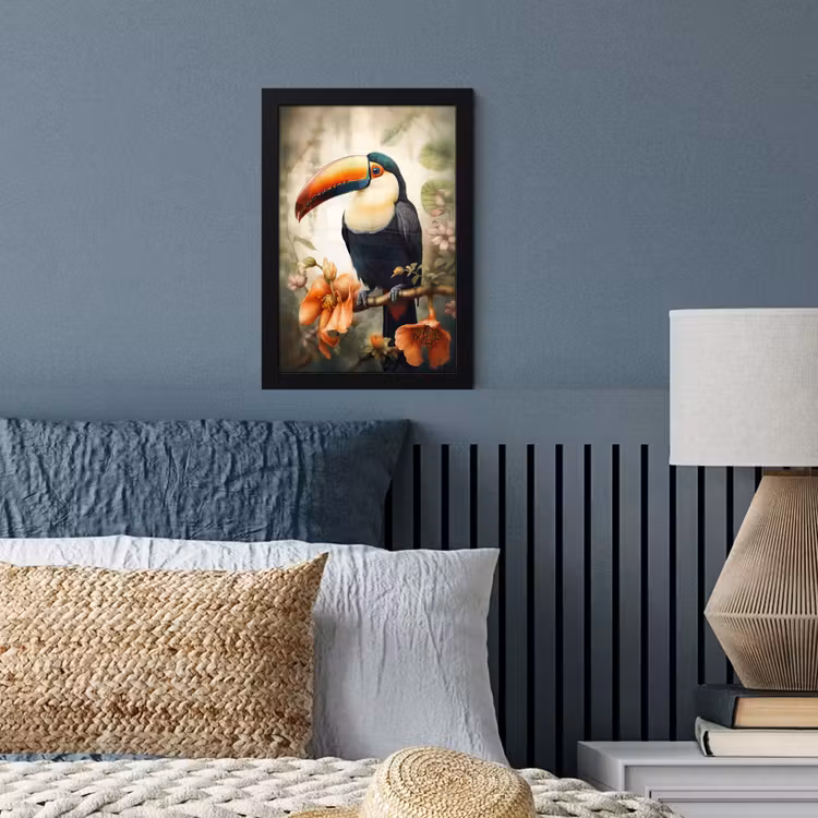 Toekan - Vogel - Bloemen - Planten fotolijst zwart zonder passe partout klein -sfeer3