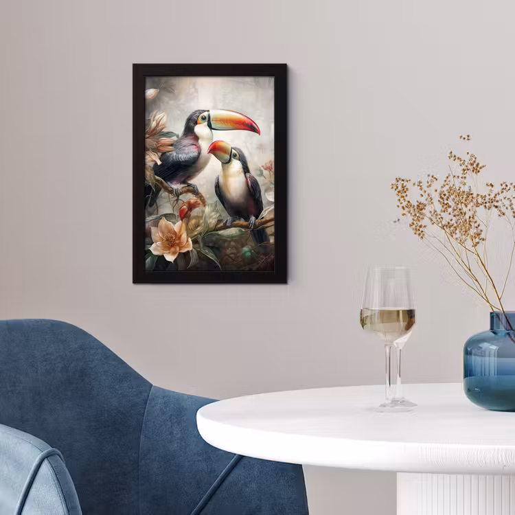 Toekan - Vogels - Bloemen - Jungle fotolijst zwart zonder passe partout klein -sfeer4